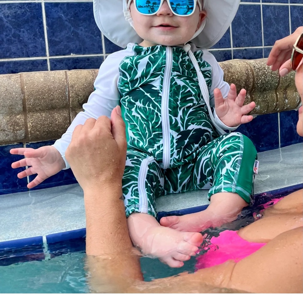 Tropical Green Leaf Kids Rashguard